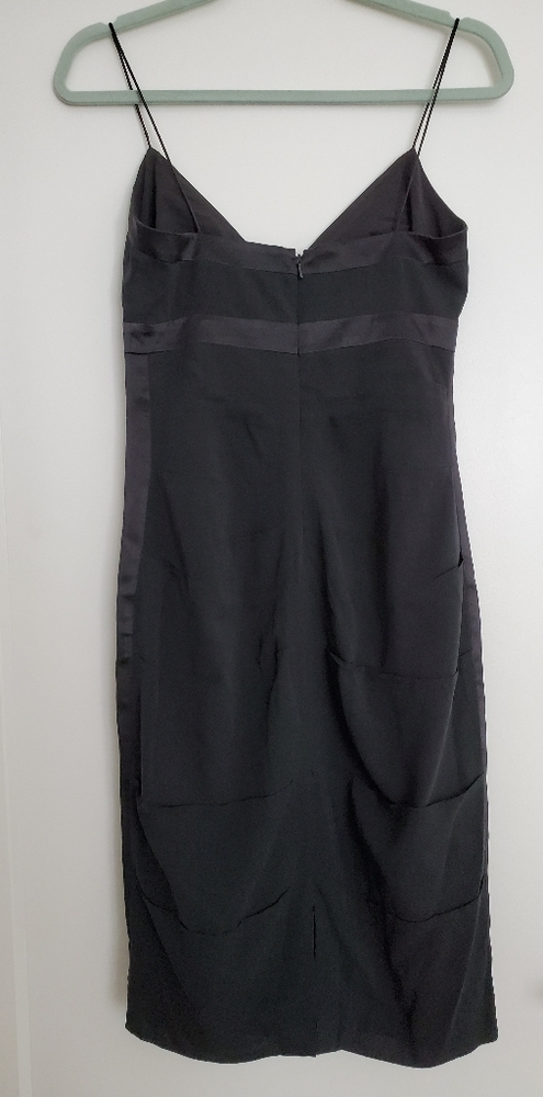 Nicole Miller Black Ruched Silk Cocktail Dress - Picture 2 of 6